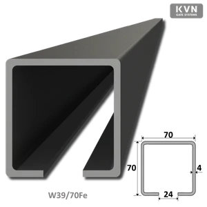 C profil 70x70x4mm L=7000mm čierný Fe pre samonosný systém posuvnej brány - slide 1