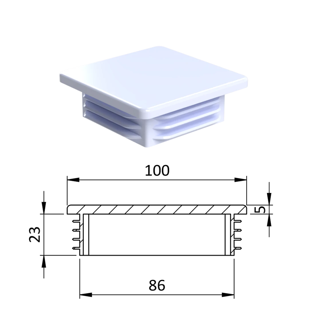 Krytka plastová 100 x 100 mm, biela