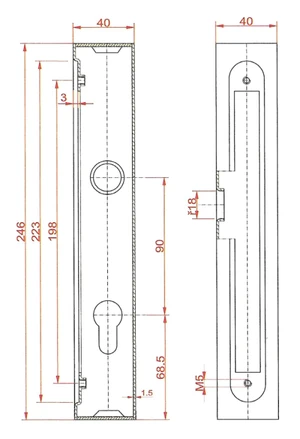 Kazeta 246 x 40 x 40 mm so zámkom, rozteč 90 mm - slide 1