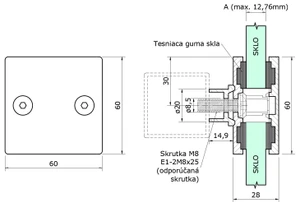 Svorka priama na jokel, na sklo 8 - 12,76 mm, AISI 304 - slide 3