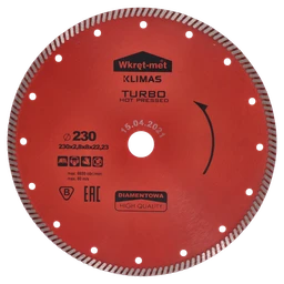 Turbo diamantový kotouč lisovaný za tepla 230 x 2,6 x 22 mm