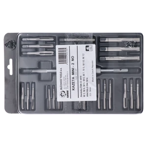 Souprava závitořezných nástrojů Mini-2 NO, závitníky M3, M4, M5, M6, M7, M8, M10 a M12, vřeteno 2,5-9 mm - slide 1