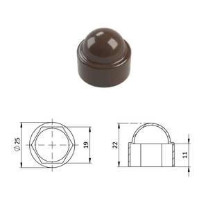 Krytka plastová na matice a skrutky M12, hnedá - slide 0