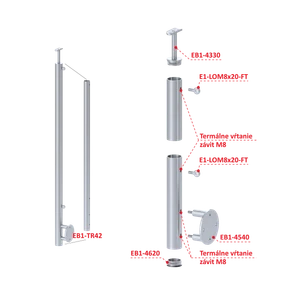 Nerezový sloup, boční kotvení, pro síť - slide 2