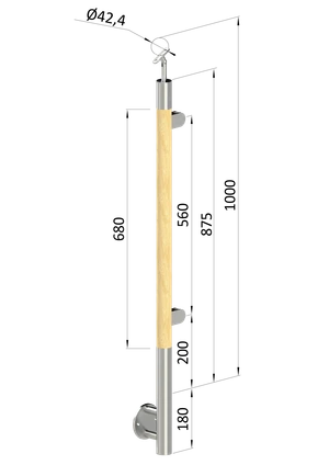 Drevený stĺp, bočné kotvenie, výplň: sklo, pravý - slide 0