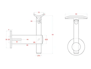 Držák madla ø42.4mm s kloubem, broušená nerez AISI304 - slide 2