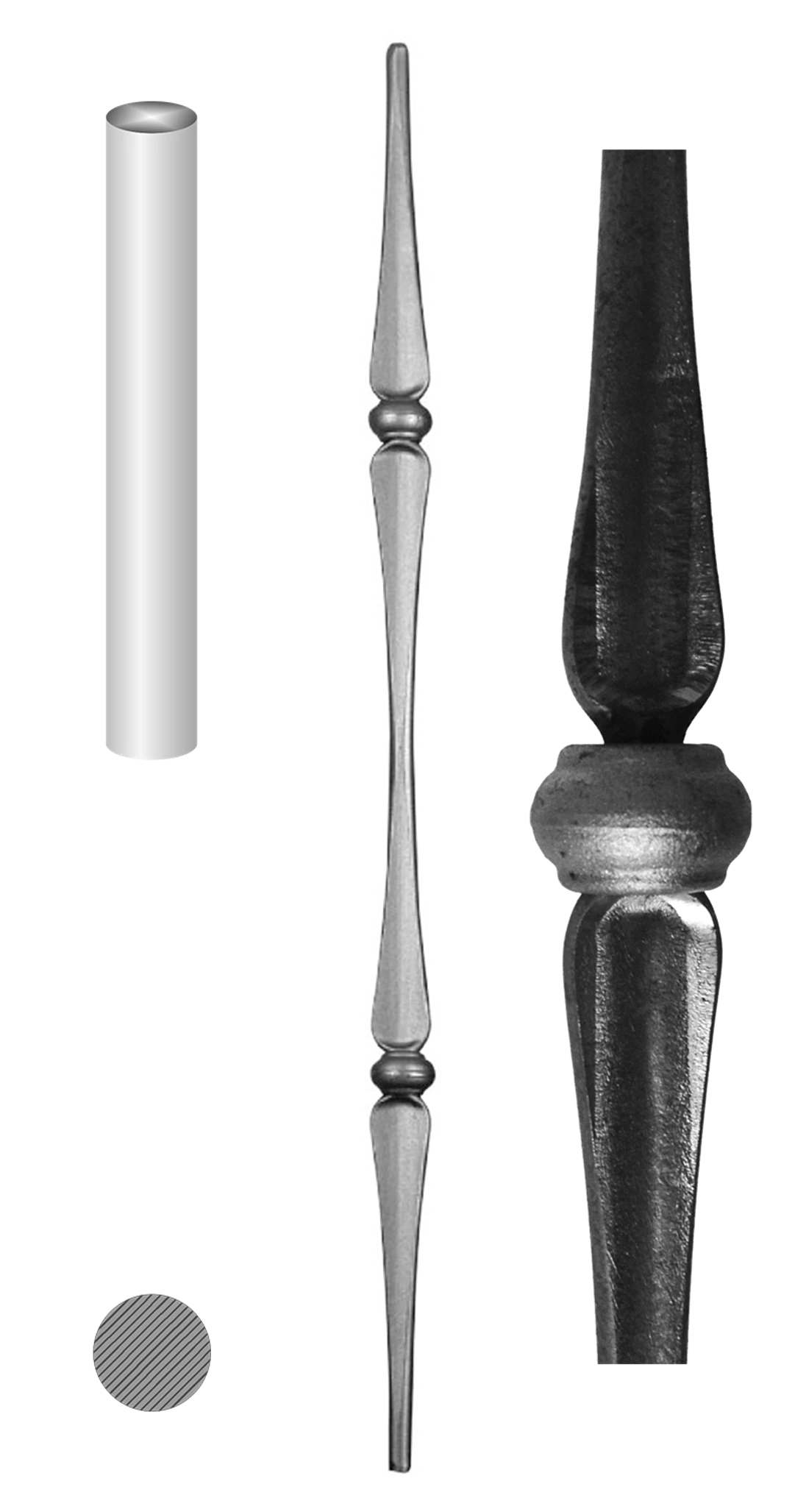 Tyč kovaná L = 900 mm, profil ø 12 mm