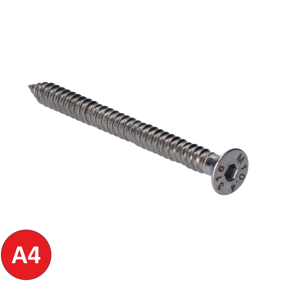 Nerezový vrut samořezný  AISI316, zápustná hlava na 6mm imbus