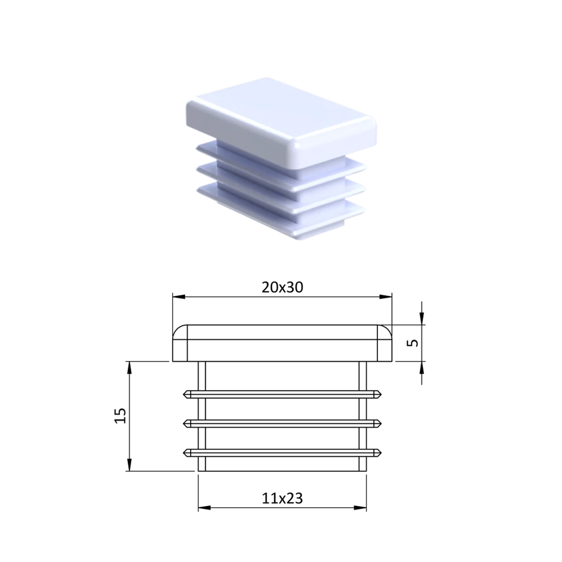 Krytka plastová 20 x 30 mm
