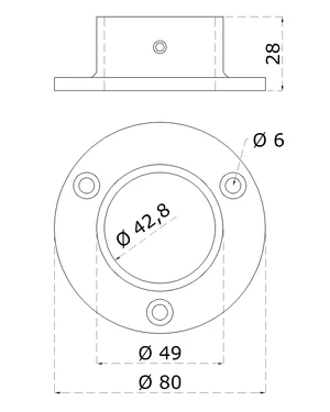 Příruba ø 80 mm na trubku ø 42,4 mm, broušená nerez AISI 316 - slide 1