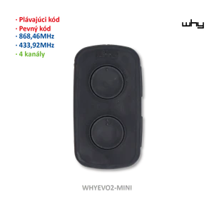 Vysielač Evo2 4-kanálový, 433/868 MHz, pevný/plávajúci kód - slide 3