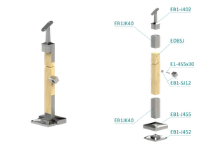 Drevený stĺp, vrchné kotvenie, priechodný, 4-radový - slide 1