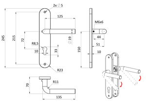 Oválna štítová kľučka, brúsená nerez AISI 304 - slide 3