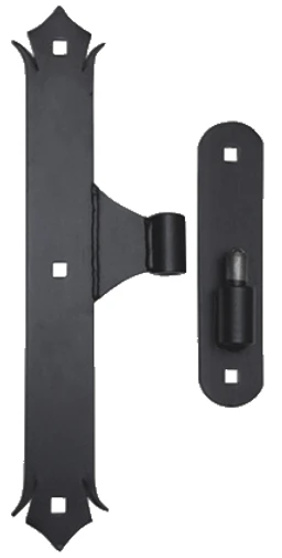 Zdobený pánt 400 x 50 x 5 mm, pre čap ø 27 mm, čierny lak