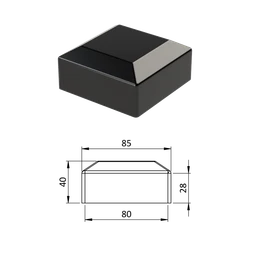 Vonkajšia krytka 80 x 80 mm, plastová PE, čierna