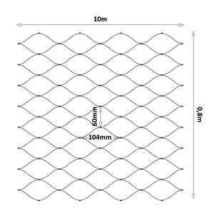Čierna lanková sieť, 0,8 x 10 m, oko 60 x 104 mm, ø 2 mm, AISI 304 - slide 0