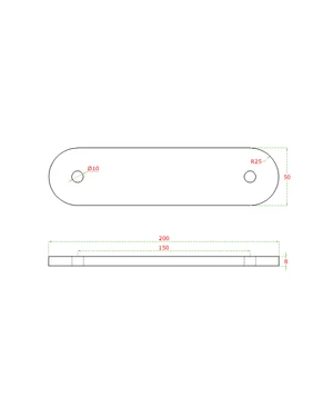 Kotviaca platňa L = 200 mm, brúsená nerez AISI 304 - slide 1