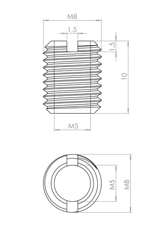 Nerezová závitová vložka, M8 -> M5 - slide 1