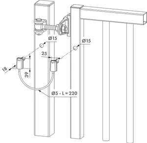 Nerezové bezpečnostní lano pro křídlové brány, do 500 kg, L - 220 mm - slide 4