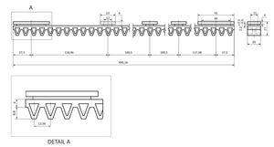 Hřeben nylonový vyztužený sklolaminátem, L = 500 mm - slide 2