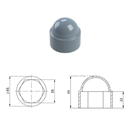 Krytka plastová na matice a šrouby M24, šedá