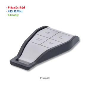 Vysílač 4kanálový, 433MHz, plovoucí kód, černo-šedý - slide 0
