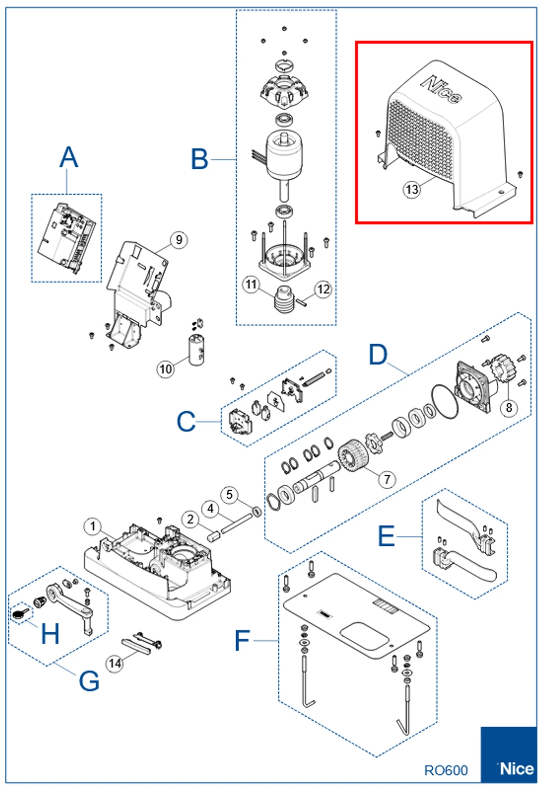 PD2123C0002 Horný plastový kryt pre ROBO RO600