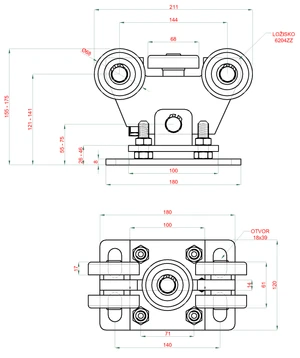Vozík do 400 kg, nastaviteľný, profil 80 x 80 mm, pozink - slide 2