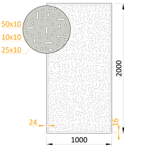 Dierovaný plech, 1000x2000x1.5mm, štvorcové otvory, pozink - slide 1