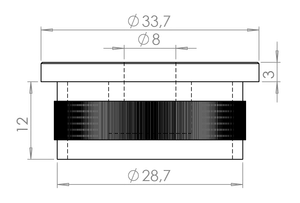 Spodek držáka madla, M8, na trubku ø 33,7 mm, AISI 304 - slide 1
