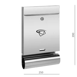 Schránka poštová, max. formát listu A4, leštená AISI 304