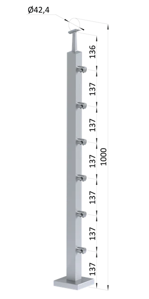 Nerezový stĺp, vrchné kotvenie, 6-radový priechodný - slide 0