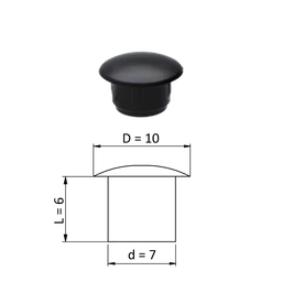 Vnitřní plastová krytka kulatá ø 10 mm, otvor ø 7 mm