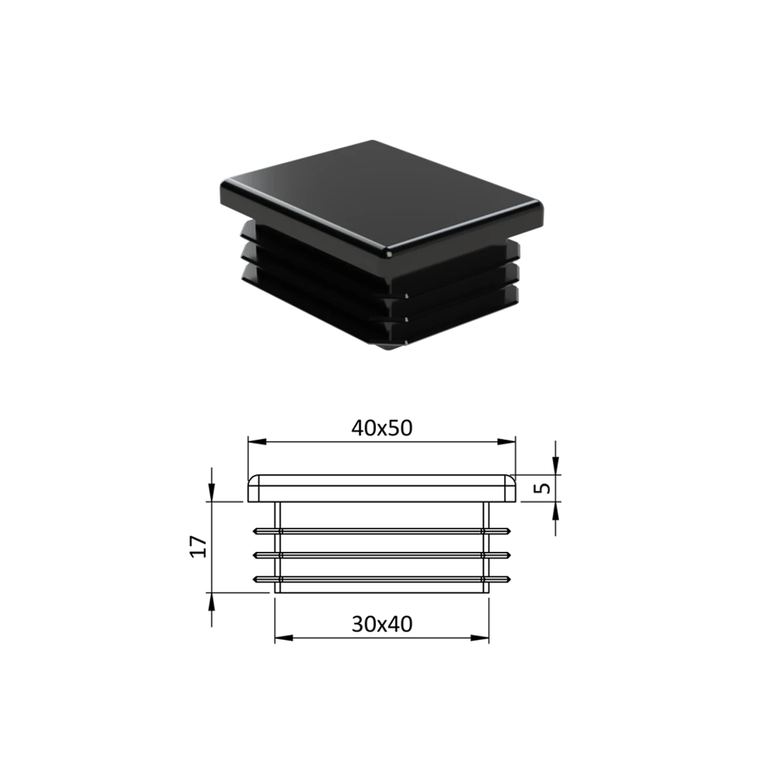 Krytka plastová 40 x 50 mm