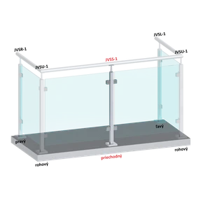 Nerezový stĺp, vrchné kotvenie, výplň: sklo, priechodný - slide 1