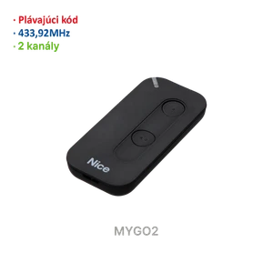 Vysielač 2-kanálový, 433 MHz, plávajúci kód, čierny - slide 0