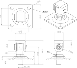 Pant M16 plotna 80x80mm, nastavitelný 1D, částečně pozink - slide 1