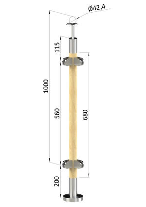 Dřevěný sloup, vrchní kotvení, výplň: sklo, rohový - slide 0