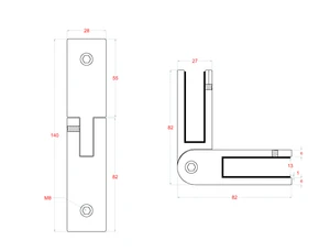 Záves skla, na sklo 12 mm, brúsená nerez AISI 304 - slide 3