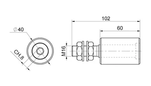 Nylonový vodiaci valček ø 40 x 60 mm, M16 pre horné vedenie - slide 1