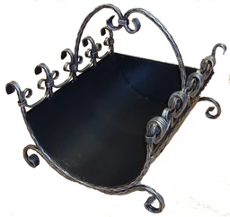 Kôš na drevo 520 x 450 x 400 mm čierny + strieborná patina