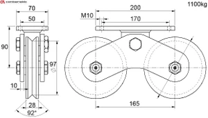 Vodiaca kladka dvojložisková ø 120 mm, nosnosť 1100 kg, Zn - slide 1