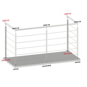 Nerezový stĺp, vrchné kotvenie, 5-dierový, koncový - slide 1