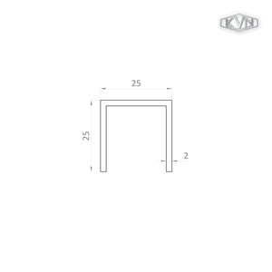 U profil 25 x 25 x 6000 mm, hliník, bez povrchovej úpravy - slide 1