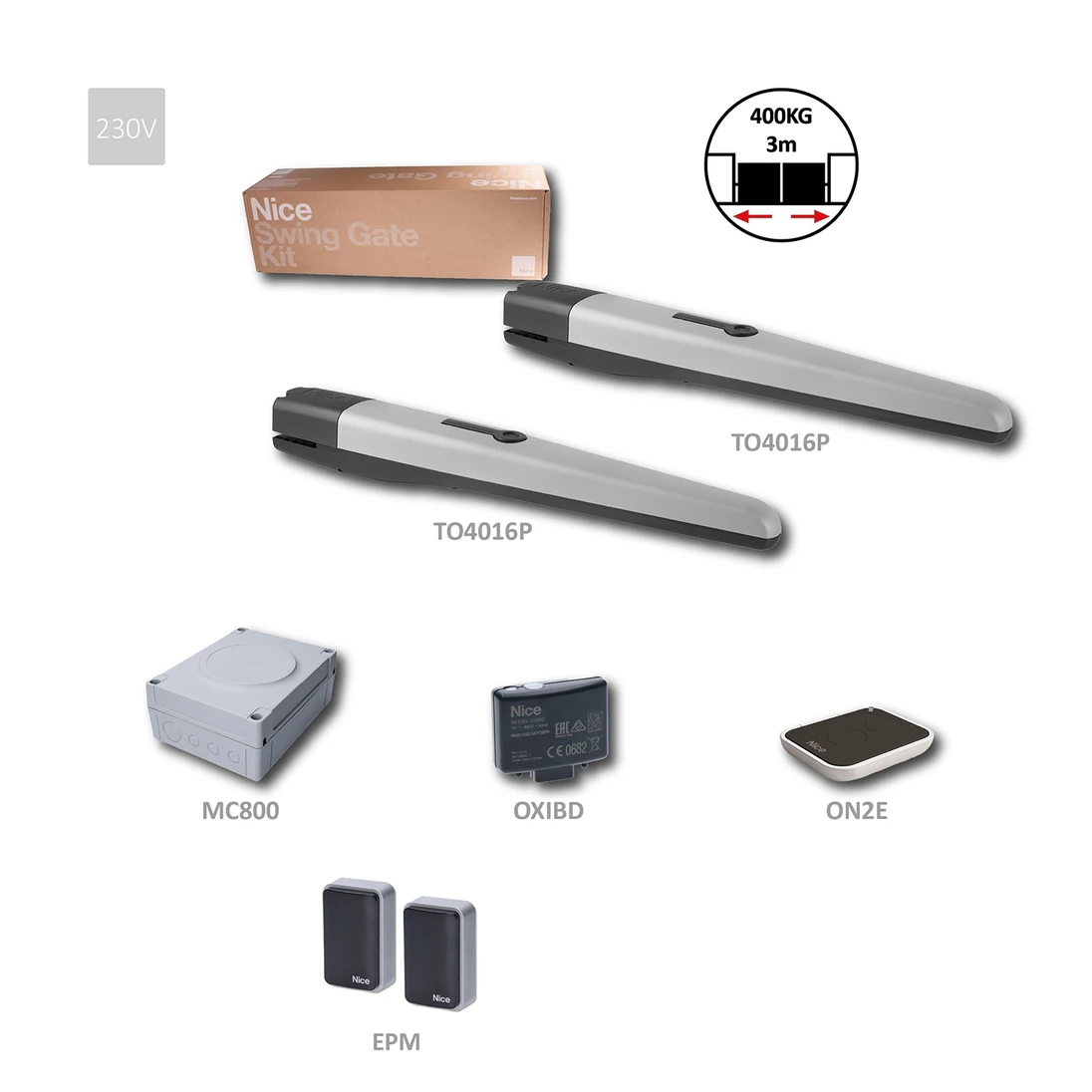 TOO4016P sada pre dvojkrídlovú bránu do 3 m/krídlo