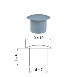 Vnútorná krytka guľatá ø 10 mm, otvor ø 7 mm, sivá, plast
