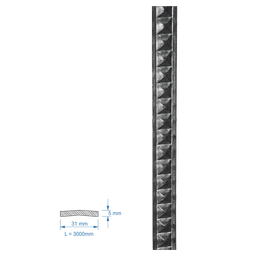 Plochá tyč vzorovaná 31 x 9 x 3000 mm, ocel S235