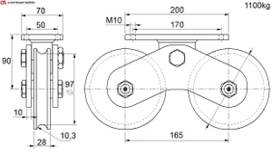 Vodiaca kladka dvojložisková ø 120 mm, nosnosť 1100 kg, Zn - slide 1