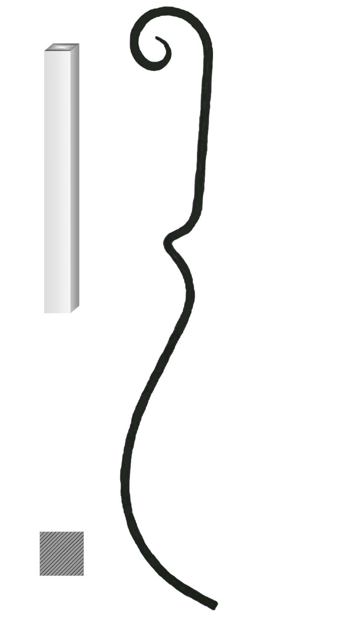 Tyč 12 x 12 mm, 1000 x 170 mm