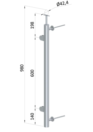 Nerezový sloup, boční kotvení, výplň: sklo, levý - slide 0
